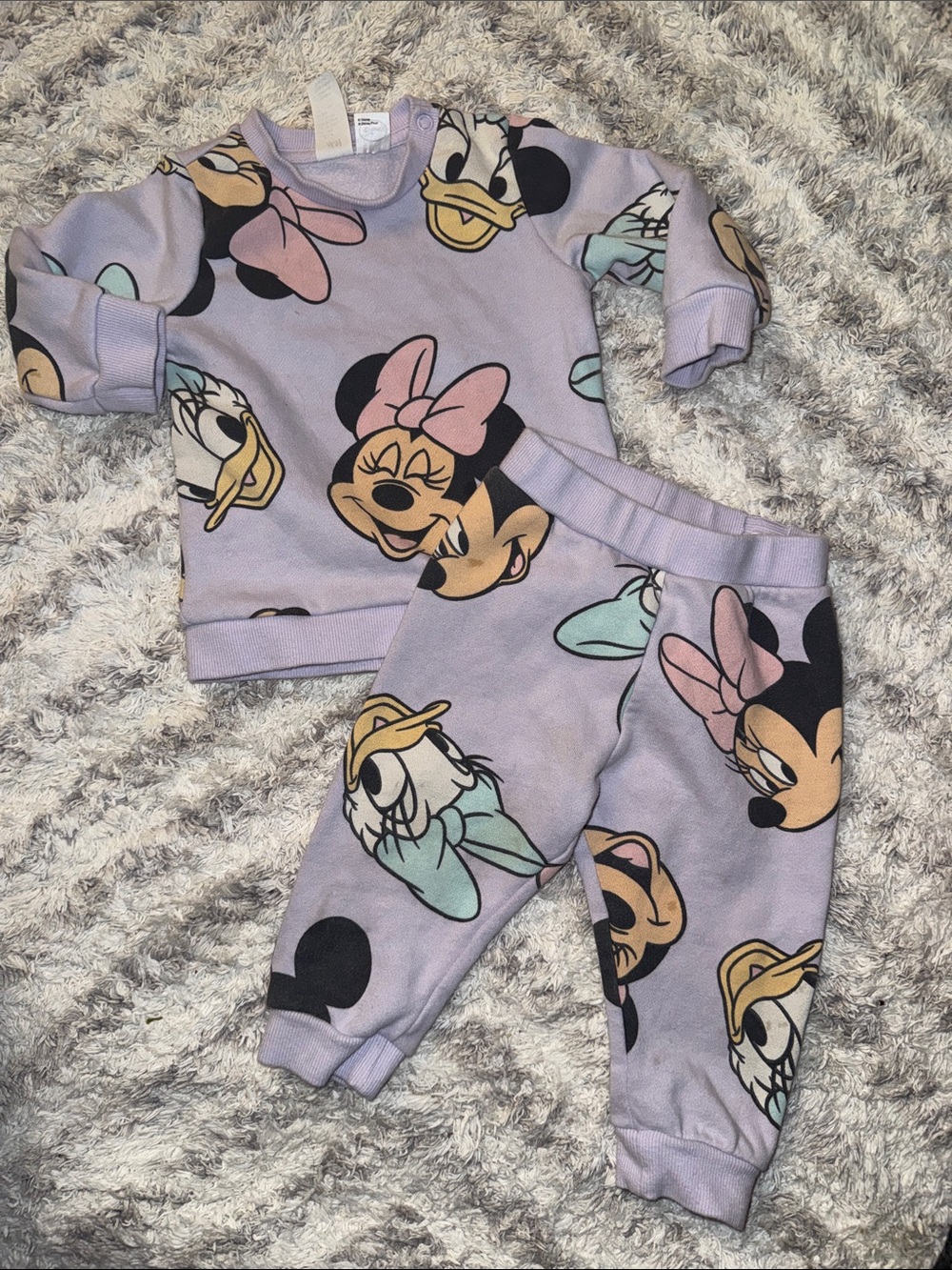 9m H&M Lavender Disney Baby matching Sweat suit EUC